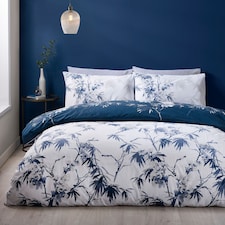 Catherine Lansfield Kyoto Floral Reversible Duvet Cover Set | Blue | Super King