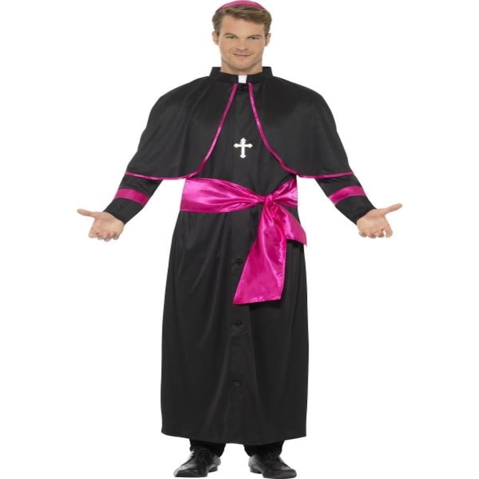 Cardinal Costume - Black - with Robe - Mock Belt - Hat & Cross Necklace - 44691L