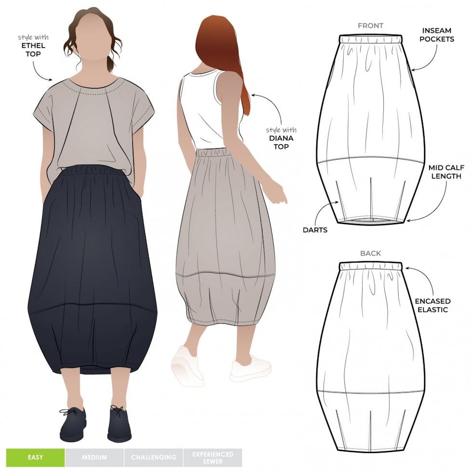 Style Arc Ayla Skirt Paper Sewing Pattern – Women’s Skirt, UK Sizes 4–16, Easy
