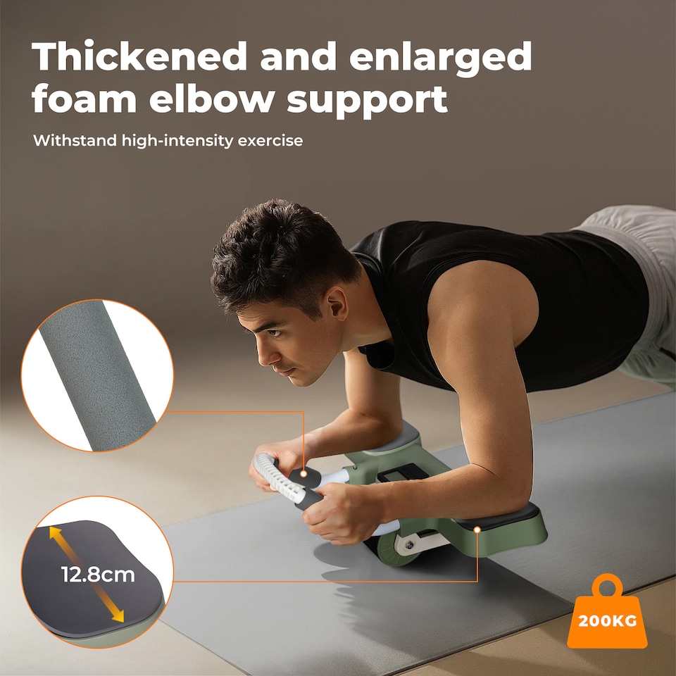 image 1 of Centra Ab Roller with Auto Rebound LCD Timer Elbow Knee Support Core Trainer