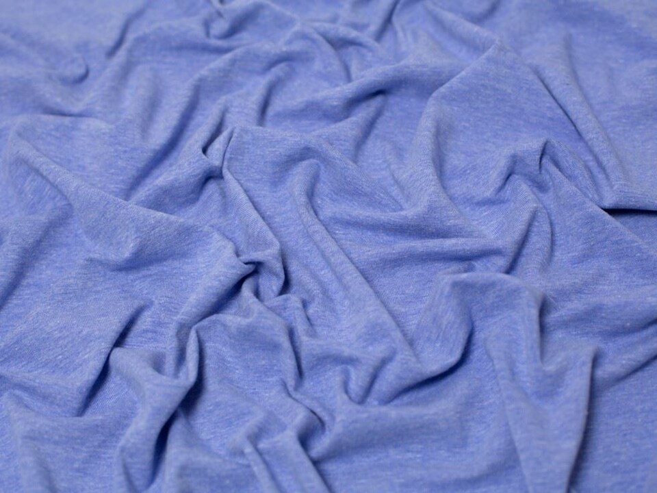 Minerva Core Range Blue Melange Cotton Jersey Stretch Knit Fabric for Dressmaking, 150cm / 59" Wide - per metre