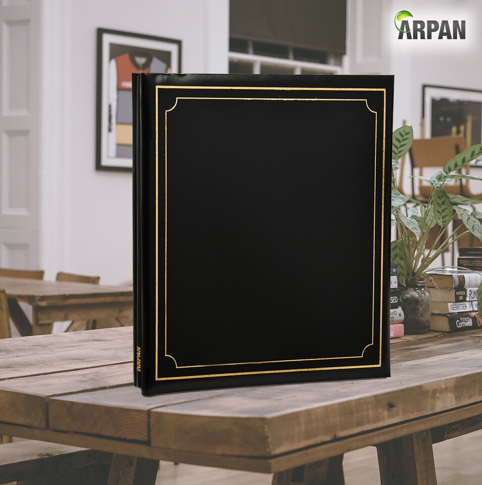 image 1 of ARPAN Extra-Large Self Adhesive Photo Album – 24 Sheets / 48 Sides – Leather Look Padded Cover Post Bound Scrapbook Memory Album for Photos, Keepsakes & Special Occasions
