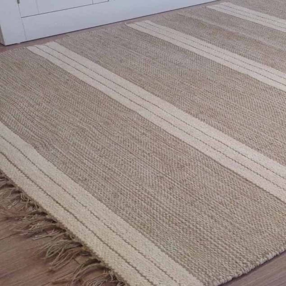 image 1 of RETEELA Living Room Rug with Natural Striped Design - L120 x W180 - Beige Brown
