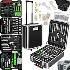 Tool Box - 1200 piece tool set, clear arrangement on 4 levels, with wheels Black