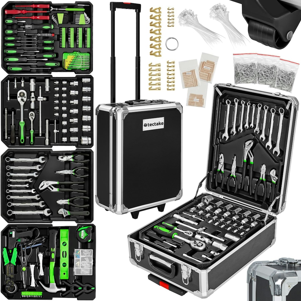 image 1 of Tool Box - 1200 piece tool set, clear arrangement on 4 levels, with wheels Black