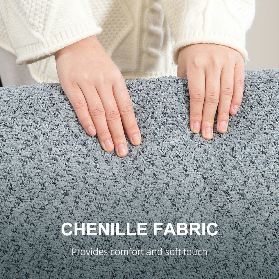 image 1 of HOMCOM 138 cm Chenille Fabric Loveseat Sofa with S-springs, Light Grey 
