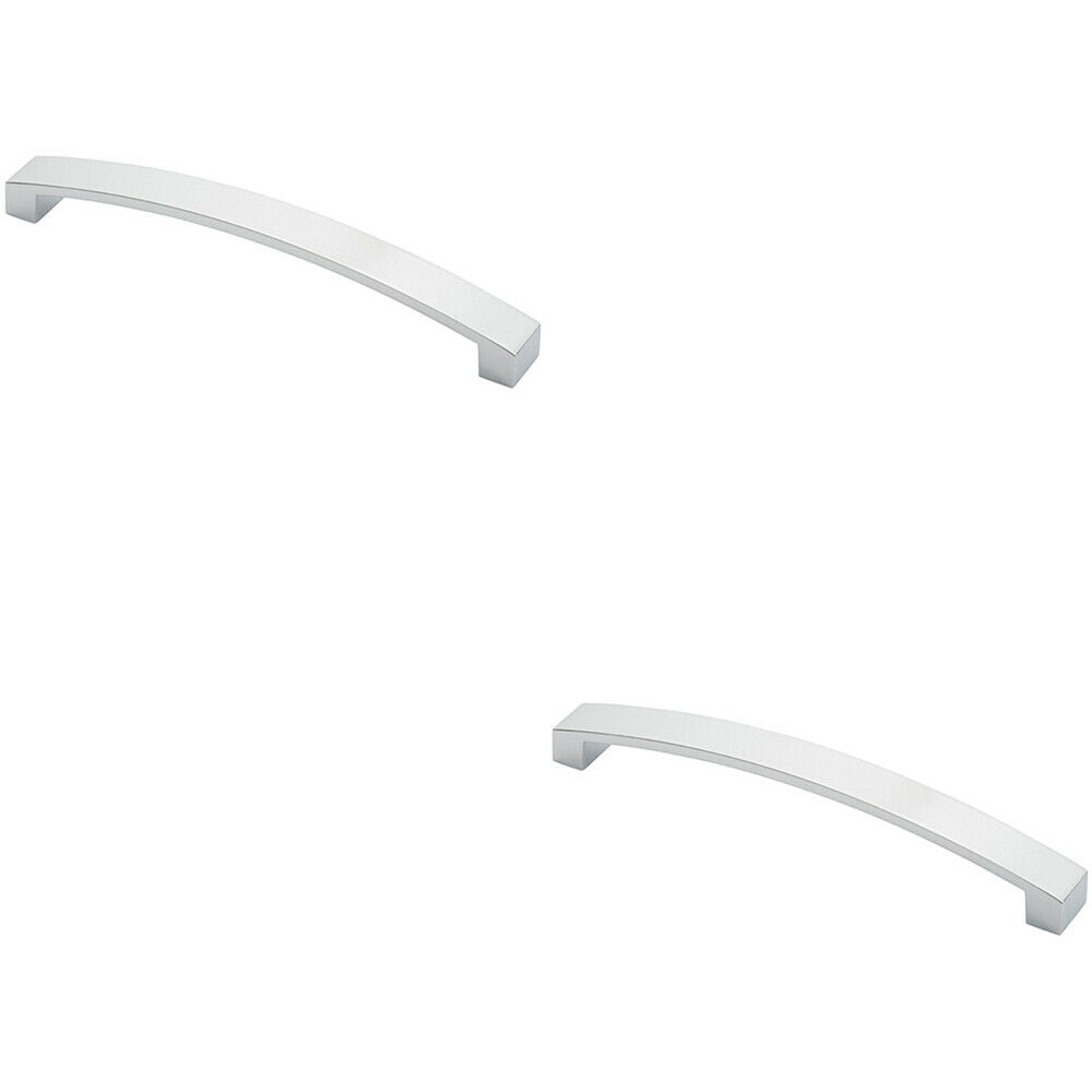Loops 2x Flat Curved Bow Pull Handle 238 x 25mm 224mm Fixing Centres Polished Chrome
