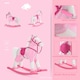 image 6 of HOMCOM Rocking Horse Toy Plush Wood Pony Riding Rocker Neigh Sound Pink