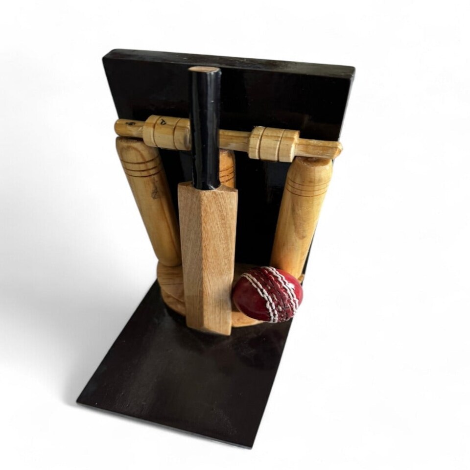 image 1 of CRICKET-GIFTS Cricketing Bookend Single Unit, Wooden, 22cm high, Can also be used as a presentation trophy