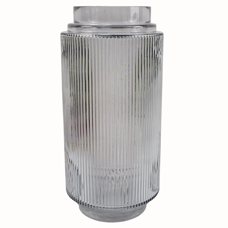 image 1 of Glass Vase Clear Ridged Glass Vase 31cm Botanik | White | 31