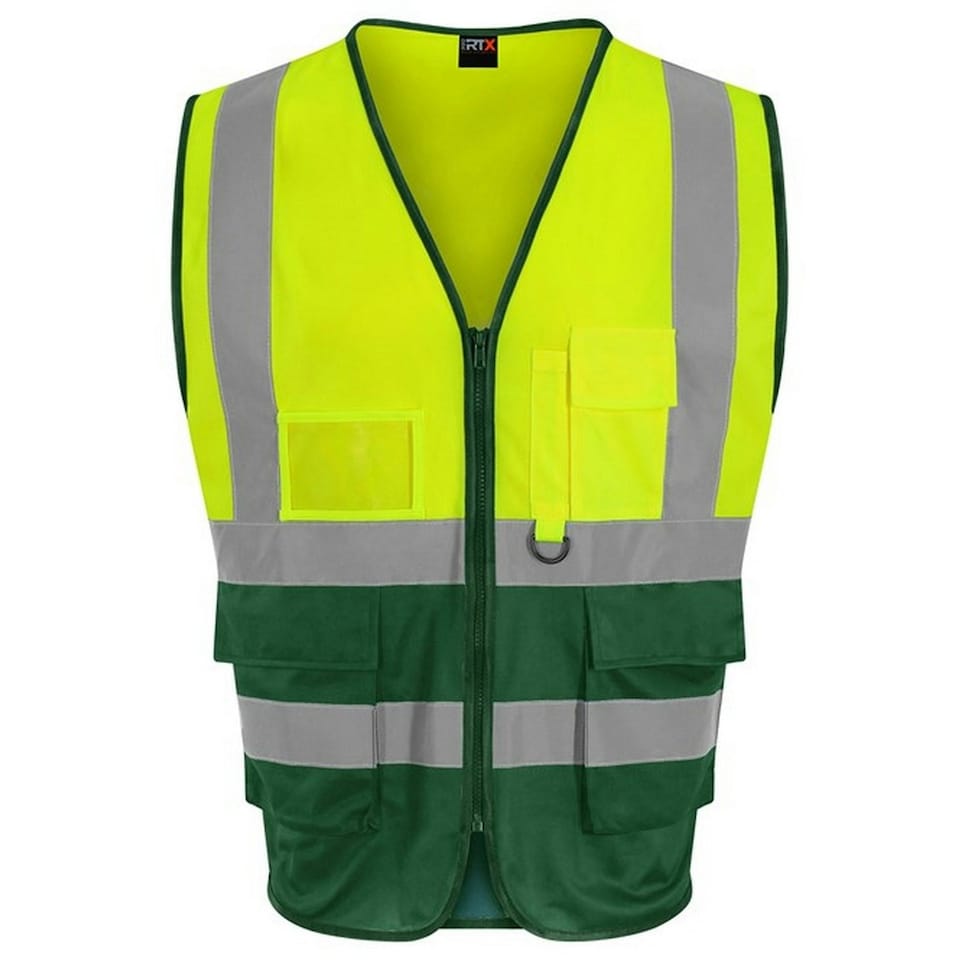 image 1 of Pro RTX High Visibility Unisex Adults Executive Waistcoat - Hi Vis Yellow/Paramedic Green - 4XL