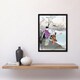 image 4 of Woman Admiring Plum Blossom Vintage Japan Framed Wall Art Print Gekko 12x16"