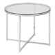 image 1 of Cross Round Metal Side Table with Glass Top
