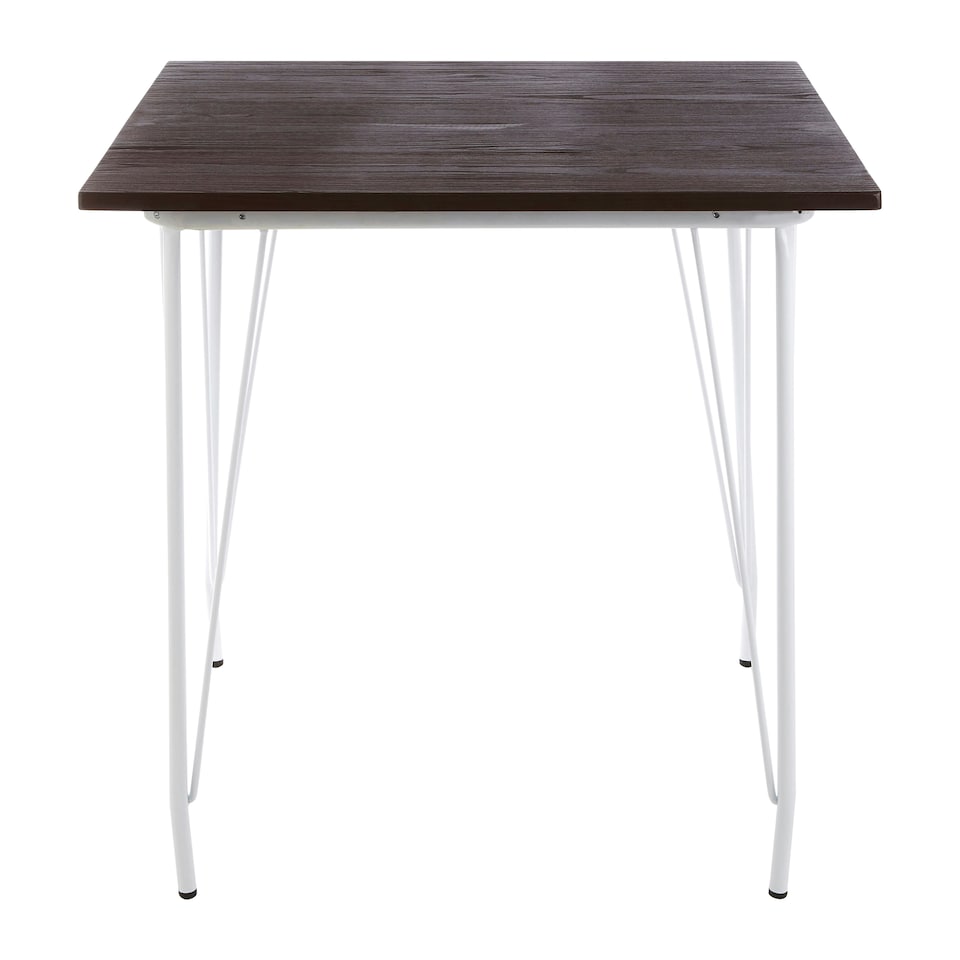 image 1 of Interiors by Premier White Metal and Elm Wood Table, Large Square Table, Outdoor Dining Table for Lawn, Patio