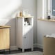 image 2 of kleankin Narrow Bathroom Storage Cabinet with Open Shelf, White White