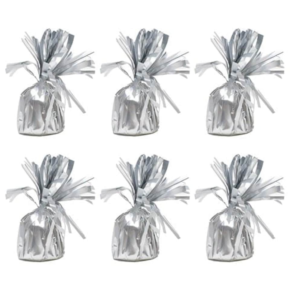 image 1 of Matte Silver Foil Balloon Weights 180g - Pack of 6 | Silver