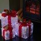 image 2 of Set of 3 Light up White Christmas Parcels with Red Bows & White LEDs