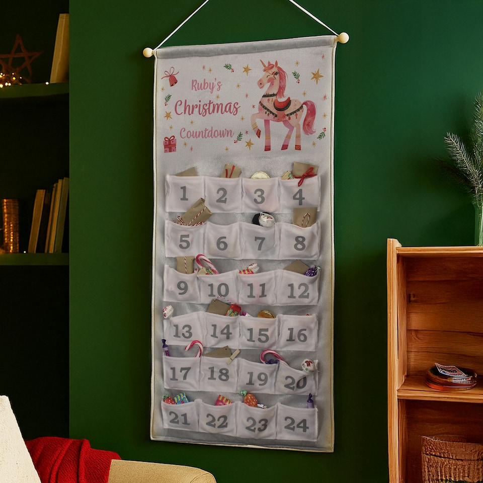 image 1 of Personalised Unicorn Christmas Advent Calendar