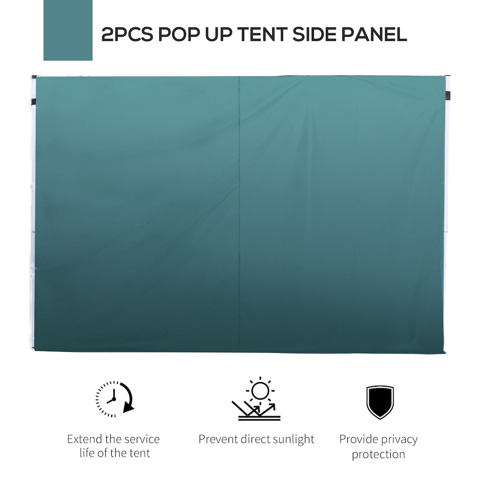 image 1 of Outsunny 3 Meters Gazebo Replaceable Exchangeable Side Panel Wall Panels Walls With Window, Dark Green