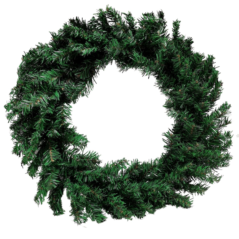 image 1 of 60cm Plain Green Christmas Wreath with 160 Tips