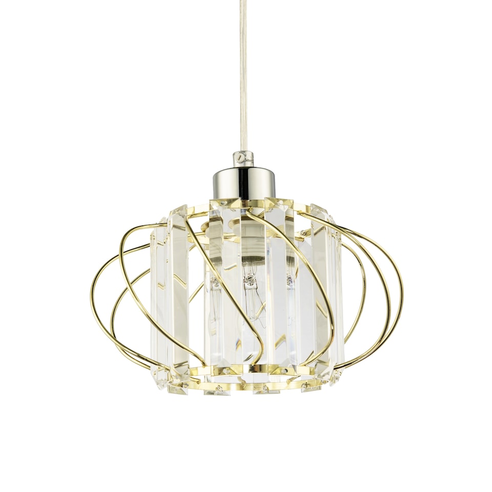 image 1 of Modern Pendant Lamp Shade with Clear Acrylic Rectangular Prims and Gold Frame | Gold