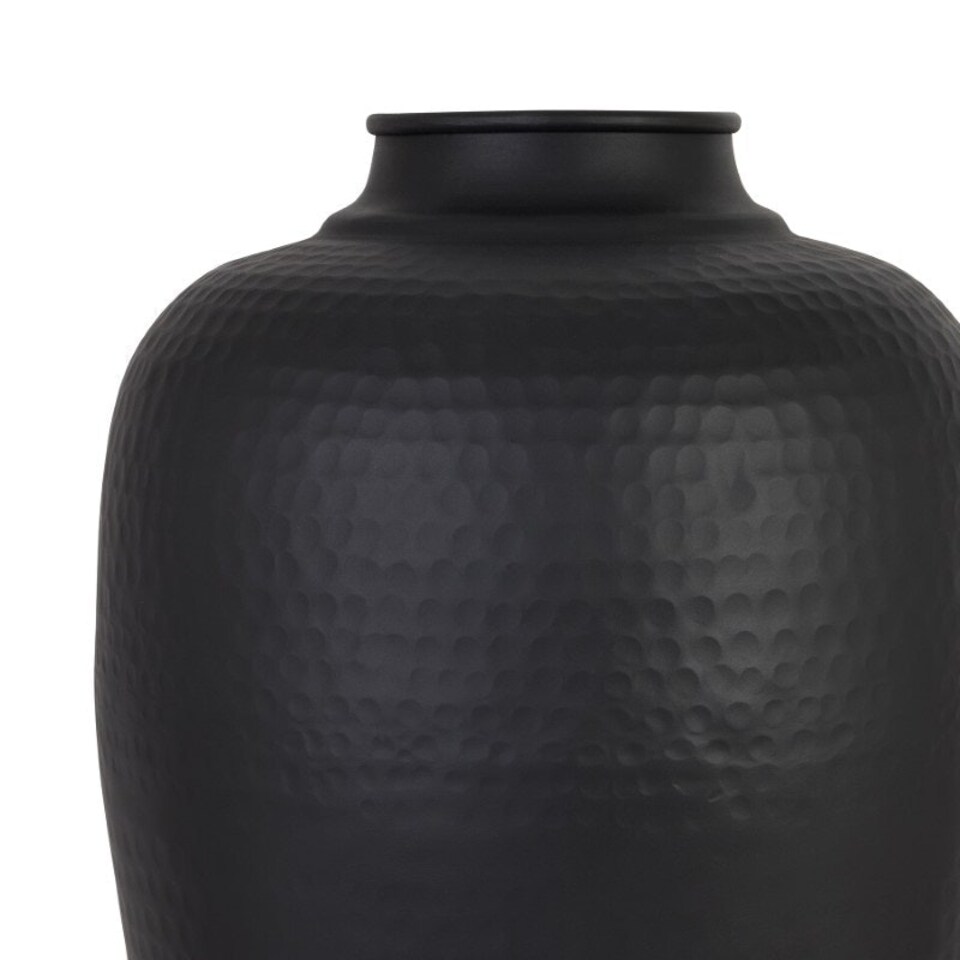 image 1 of Large Hammered Vase with Lid - Metal - L40 x W40 x H103 cm - Matt Black Black