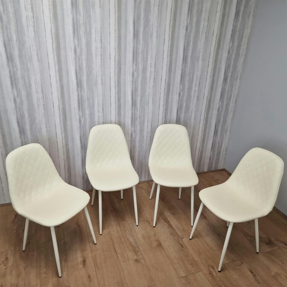 image 1 of Dining Chairs Set of 4 Cream Leather Kitchen Chairs Cream