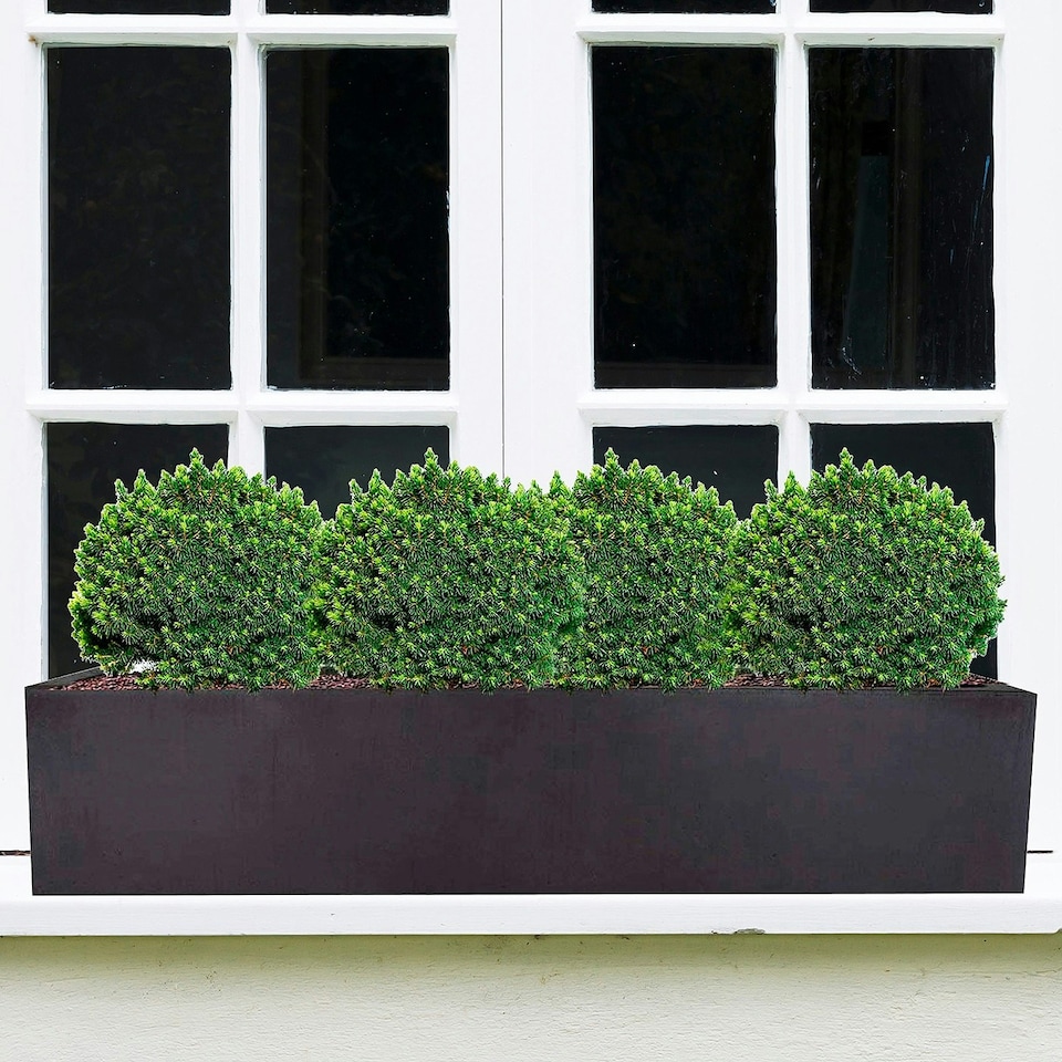 image 1 of Window Box Light Concrete Black Garden Planter L80 W17 H17.5 cm, 24 ltrs Cap.