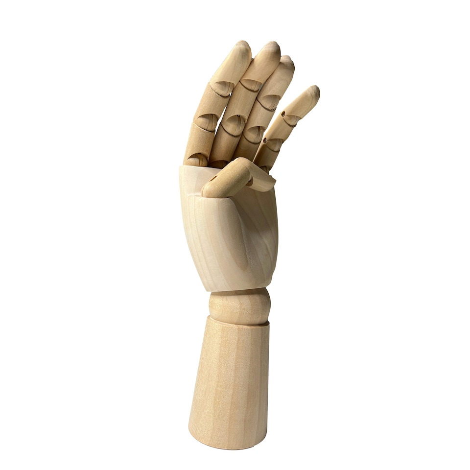 image 1 of Large Wooden Left Hand Manikin 30cm (12")