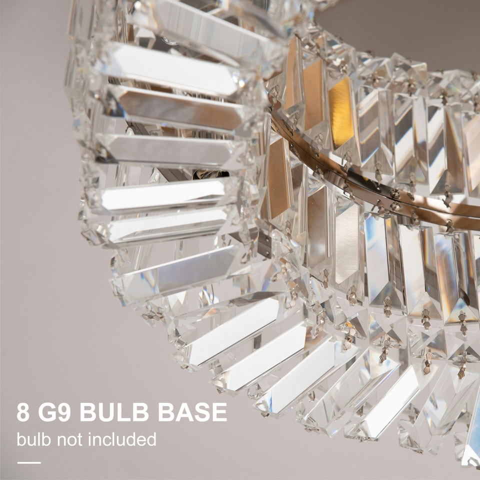 image 1 of HOMCOM Crystal Ceiling Light Modern Chandeliers for Living Room Bedroom Silver