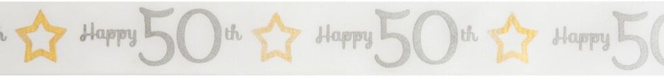 Minerva 50th Birthday 25mm Birthday Ribbon for Dressmaking - per metre