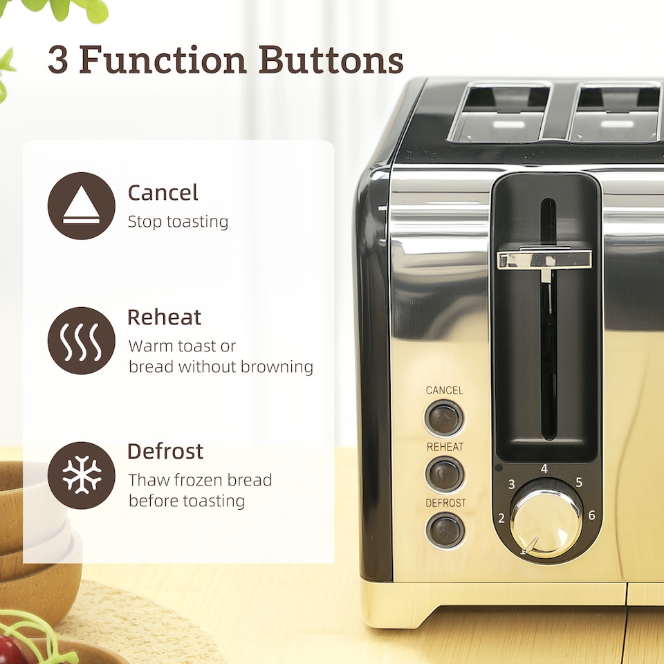 image 1 of HOMCOM Kettle and Toaster Set, 1.7L 3000W Rapid Boil Jug Kettle with Strix Thermostat, Limescale Filter, 4 Slice Toaster with 7 Browning Controls, Crumb Tray, Black | Black