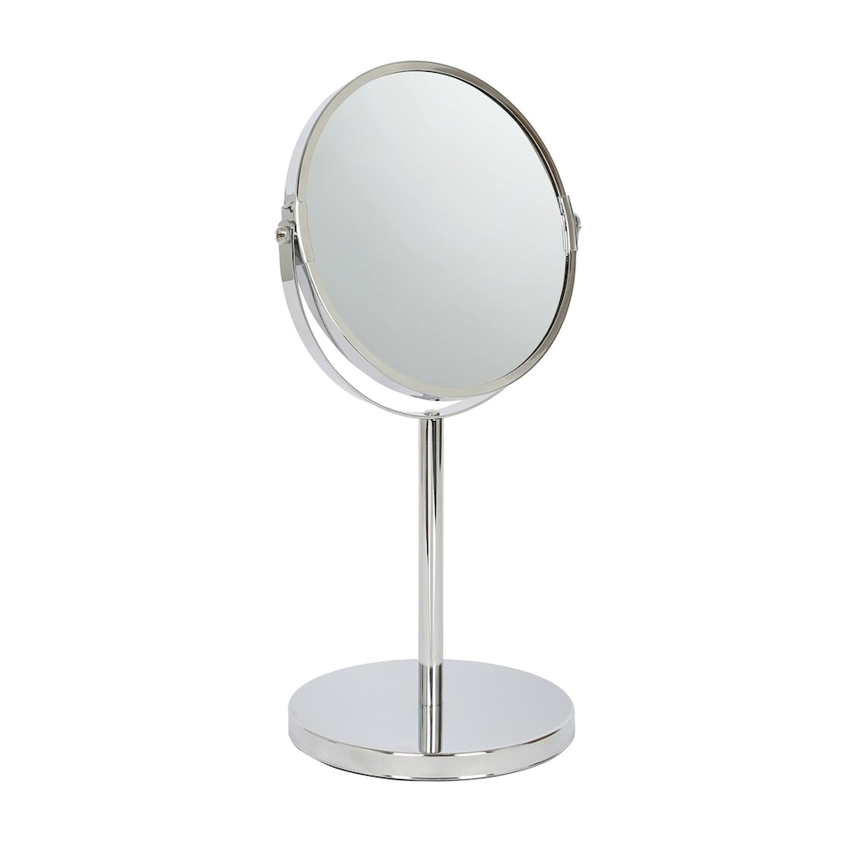 image 1 of Harbour Housewares Pedestal Mirror - 18.5cm x 34.5cm - Chrome | Silver | Chrome