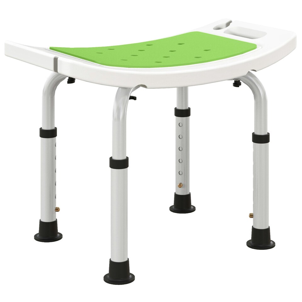 image 1 of HOMCOM Adjust Aluminium Bath Stool Shower Non-Slip w/ Shower Hole, Green