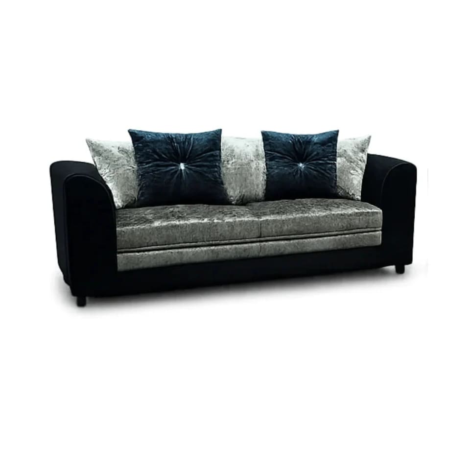 image 1 of BELLA 3+2 SEATER CRUSHED VELVET SOFA SET IN BLACK/SILVER