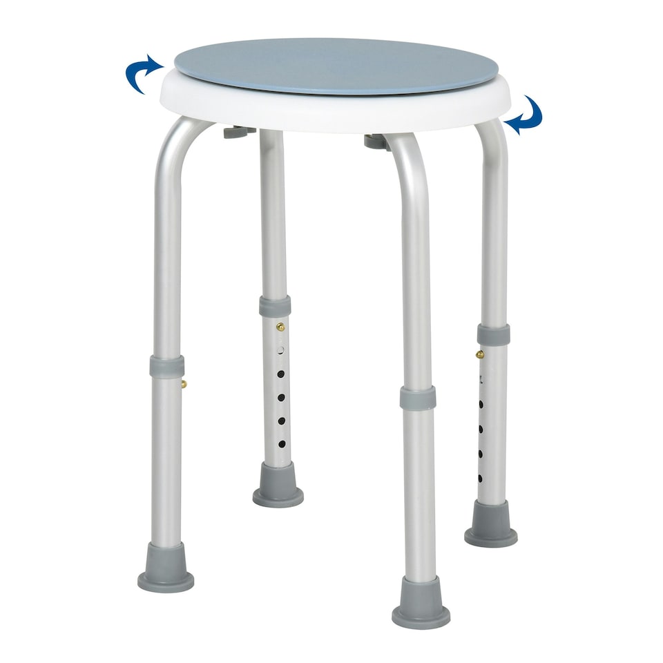 image 1 of HOMCOM 360 Degree Swivel Shower Stool w/ Non-Slip Feet for Disabled Blue