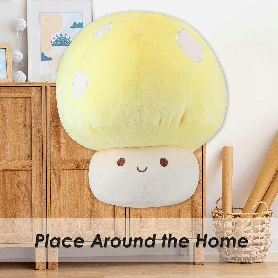 image 1 of Yellow Mushroom Mochi Soft Toy Cute Plushie Huggable Cuddly Plush 45cm Yellow