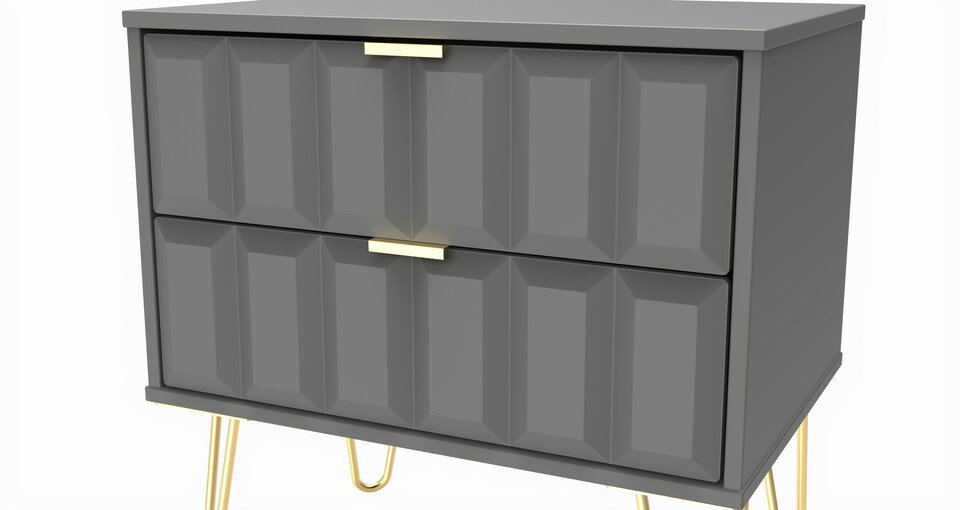 image 1 of Metro 2 Drawer Wide Bedside Table in Dusk Grey (Ready Assembled) | Grey | Dusk Grey