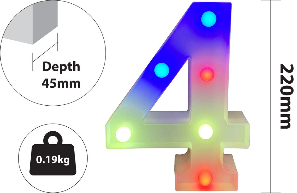 image 1 of Battery Operated RGB Number With Remote Control Number 4