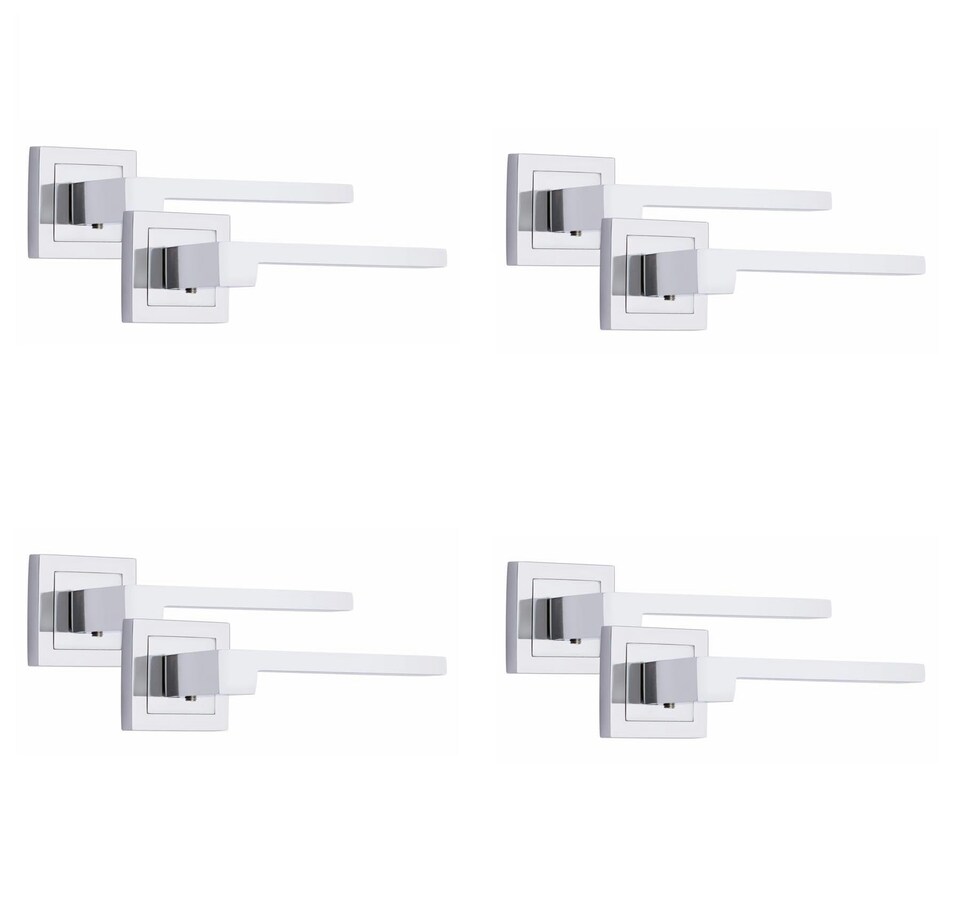image 1 of Golden Grace 4 Pairs Zeta Premium Design Door Handles on Square Rose in Polished Chrome Finish | Chrome | 4 Pairs