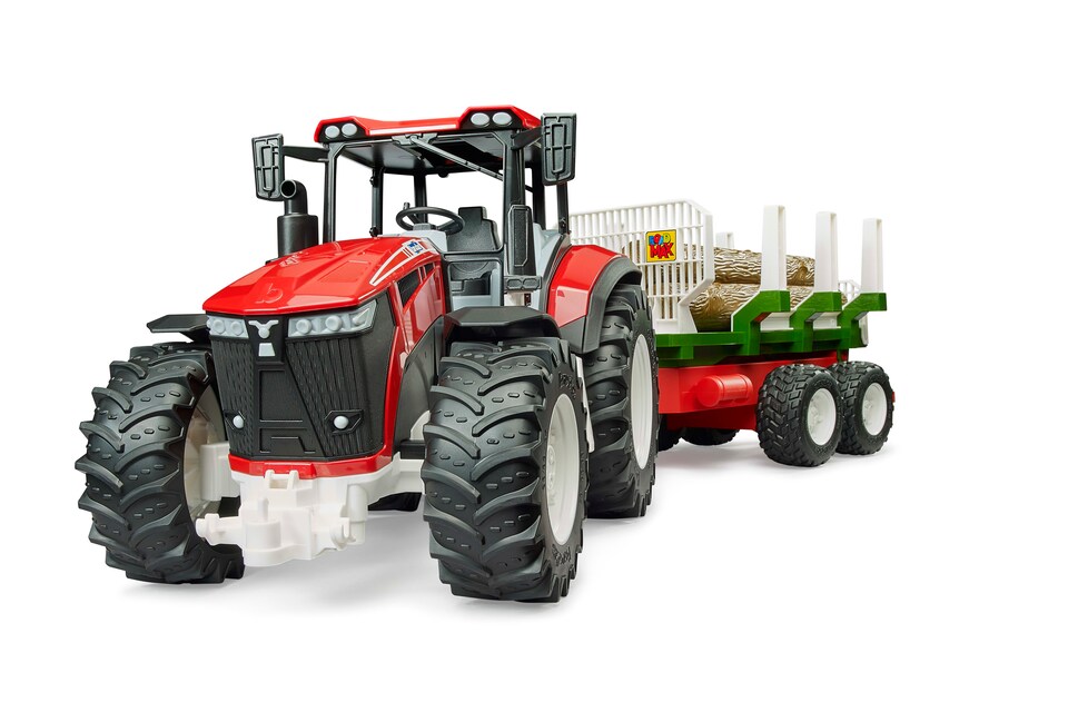 image 1 of Bruder ROADMAX Tractor with forestry trailer and 3 trunks Farm Tractor Model
