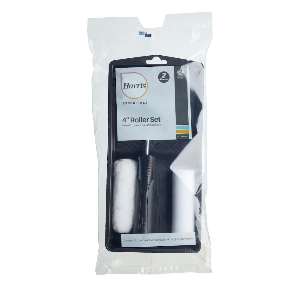 image 1 of Harris Essentials Gloss 4 Inch Mini Paint Roller Set (4 Piece) - Black/White - One Size