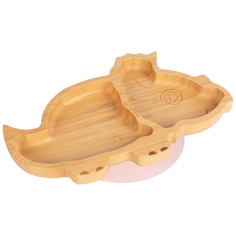image 1 of Tiny Dining Dinosaur Bamboo Suction Plate - Pastel Pink Pink