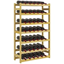 HOMCOM Wooden Wine Rack, Free Standing 7-Tier Wine Holder for 42 Bottles, Slim Bottle Rack for Home Bar, 63 x 25 x 102cm, Natural