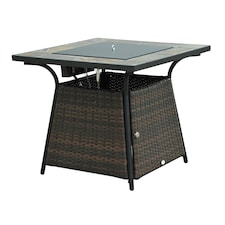 Outsunny Rattan Fire Pit Square Patio Heater with Fire Control Panel