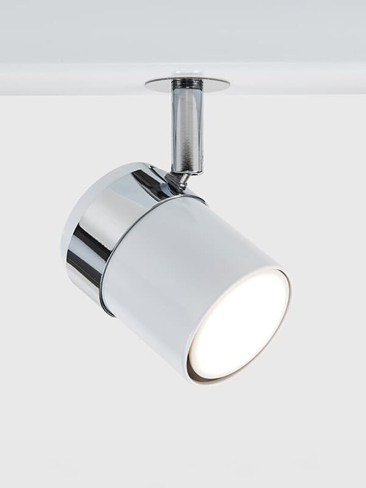 image 1 of ValueLights Rosie 6 Way Gloss White Chrome Straight Bar Ceiling Spotlight Fitting