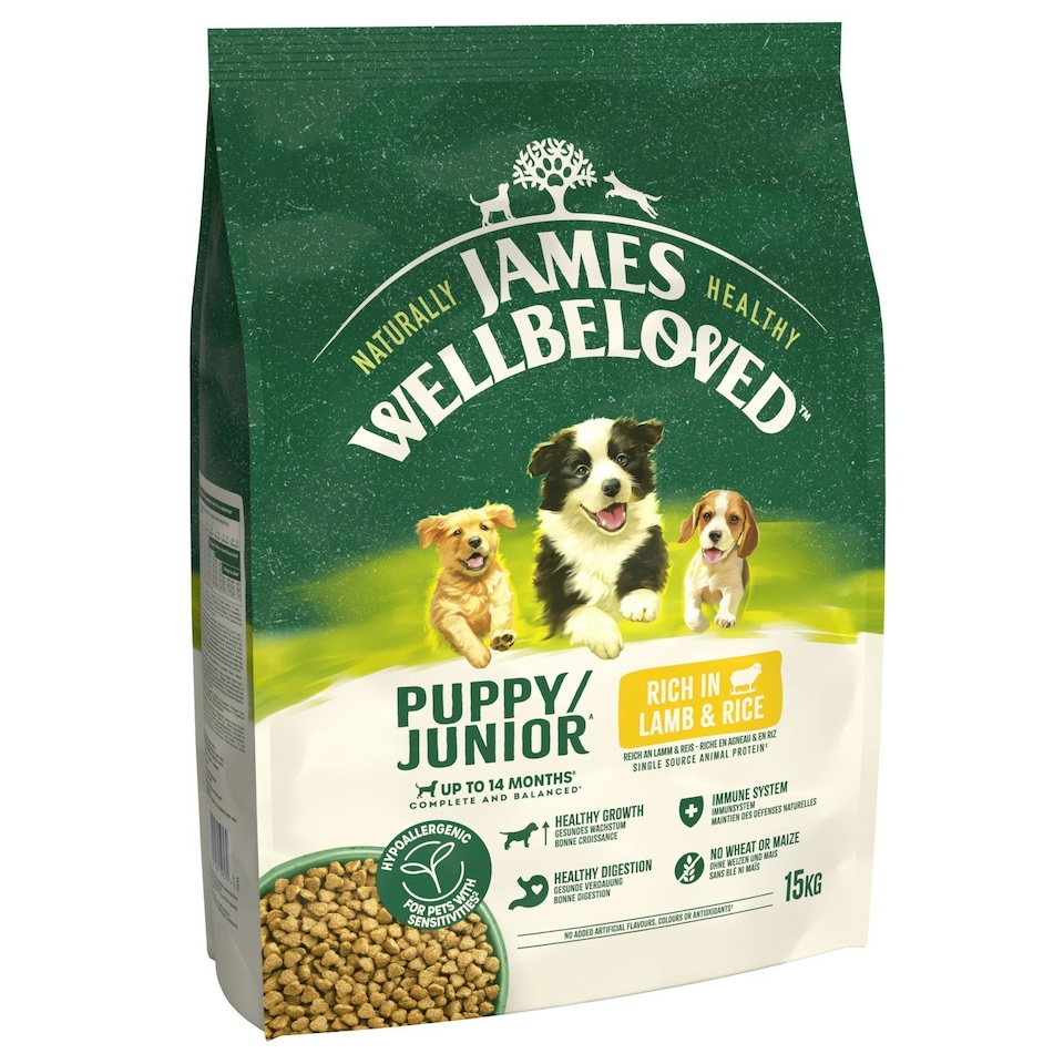 image 1 of James Wellbeloved Puppy/Junior Dry Dog Food Rich in Lamb & Rice 15kg