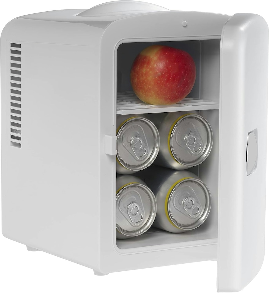 image 1 of Small Mini Fridge With UV Light Disinfection - 4 Litre / 6 can – Perfect for Skincare, Cosmetics, Food or Drink - Bedroom, Car or Games Room - Cools & Warms | White