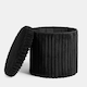 image 6 of OHS Soft Fleece Ribbed Round Foldable Footstool Seat Storage Organiser Ottoman Black