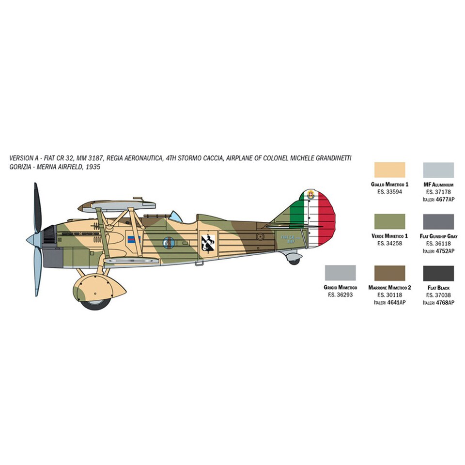 image 1 of Italeri FIAT CR.32 Freccia Plane Italian Military Aircraft Model Kit Scale 1-72
